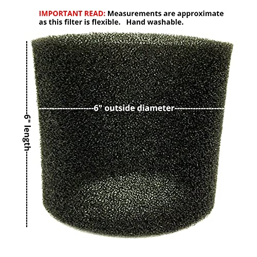 ALL PARTS ETC. Foam Filter Sleeve for Shop Vac including 3 Dry Filters, 1 Foam Sleeve, and 1 Mounting Band - Compatible with Shop Vac, Ridgid, Craftsman and Other Similar Wet Dry Vacs