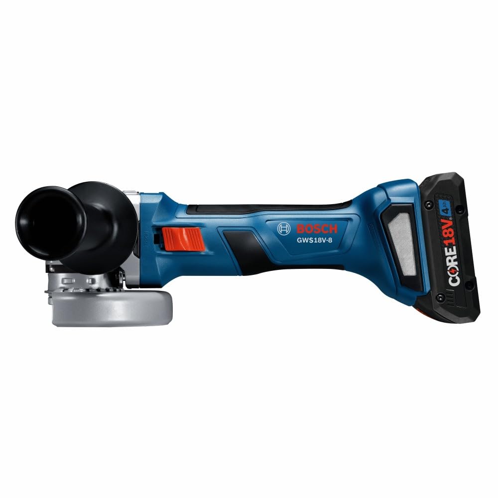 BOSCH GWS18V-8B15 18V Brushless 4-1/2 In. Angle Grinder Kit with (1) CORE18V® 4 Ah Advanced Power Battery, Black