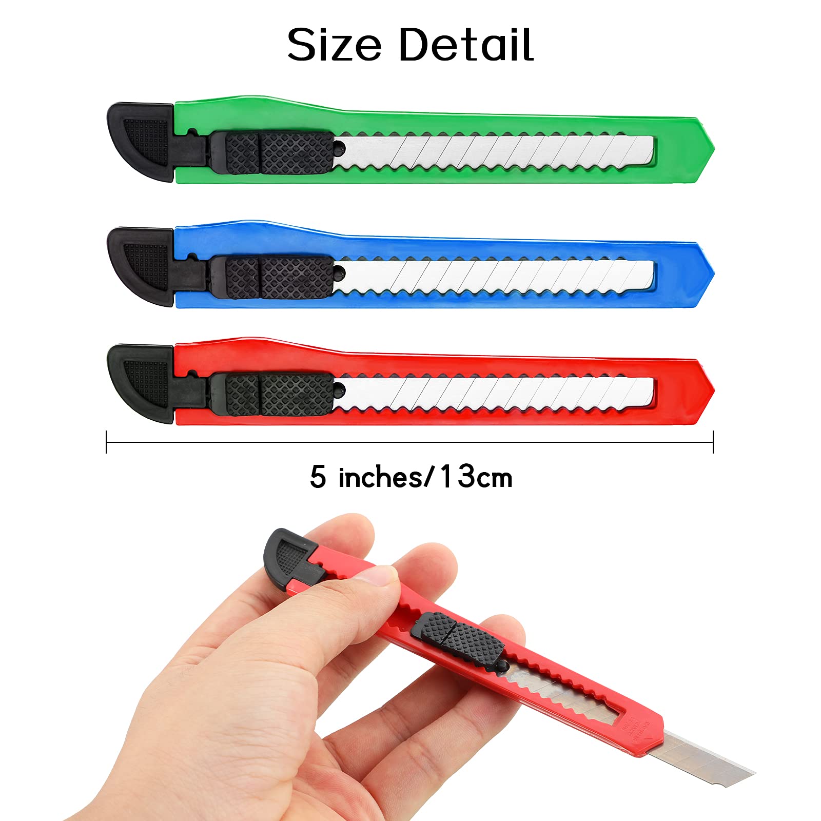 Honoson Box Cutters Bulk 9mm Utility Knife Retractable Blades Knifes Small Plastic Compact 3 Colors with Sliding Lock Tools for Heavy Duty Office Home Arts Crafts Hobby(30 Pieces)
