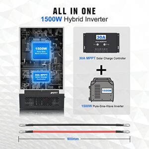 ECO-WORTHY 1500W 24V All-in-one Solar Hybrid Inverter with Built-in 30A MPPT Controller for Home RV Shed Off-Grid System