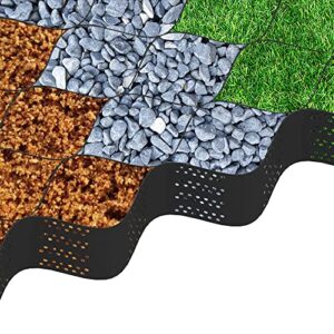 yuewo geo grid ground grid 2 inch (9x17ft) 155 sq ft geocells cellular confinement system geo cell grid paver for gravel stabilizer for light duty traffic areas foot traffic with 30pcs buckles