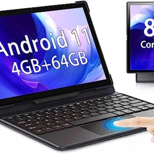 Tablet with Keyboard, 2 in 1 Tablet Android 11, 10.1 inch Tablets Octa-Core Processor, 4GB RAM+64GB ROM, 1920x1200 FHD Touch Screen, 13MP Dual Camera, BT, WiFi, Google Certified Tablet PC