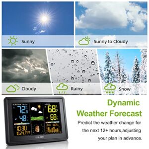 BALDR Weather Station Indoor Outdoor Thermometer Digital Color LCD Moon Phase Barometric Pressure Temperature Humidity Monitor