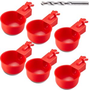 sykria chicken water cups, automatic waterer kit for poultry, 3/8 inch thread filling poultry drinking bowl chicken, ducks, birds, turkeys etc (6 pack)