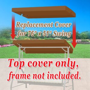 Strong Camel 76"x51" Patio Swing Top Replacement Canopy for Swing Seat 3 Seater Sizes Garden Hammock Outdoor Garden Porch Yard Canopy with Ball Bungees