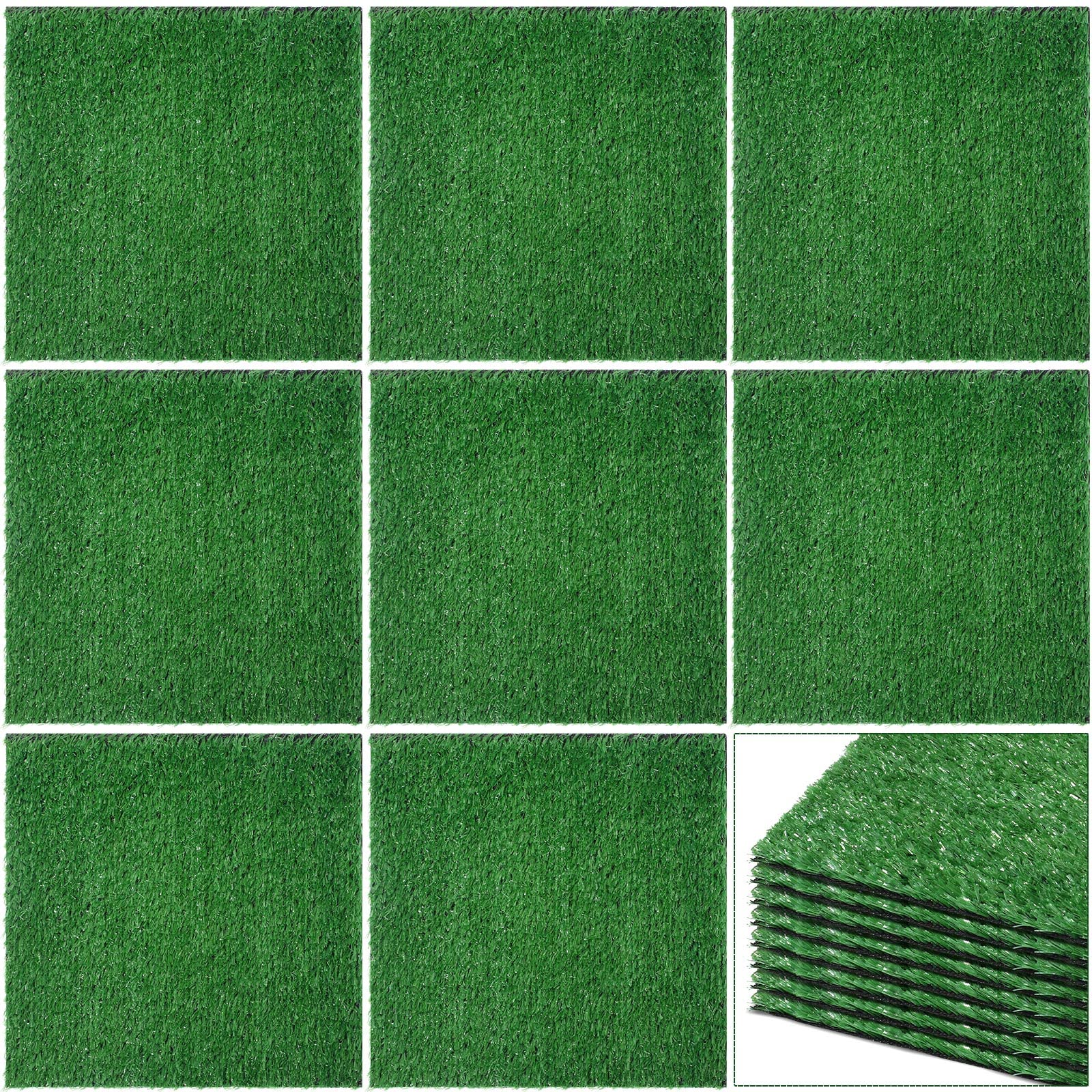 Nuanchu Artificial Turf Squares Dollhouse Grass Placemats Mat Patch Realistic Grass Rug Garden Grass for Pet Golf Table Centerpieces Indoor Outdoor Decoration(12 x 12 Inch, 8 Pieces)