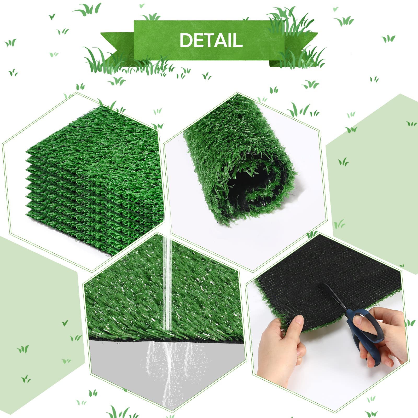 Nuanchu Artificial Turf Squares Dollhouse Grass Placemats Mat Patch Realistic Grass Rug Garden Grass for Pet Golf Table Centerpieces Indoor Outdoor Decoration(12 x 12 Inch, 8 Pieces)