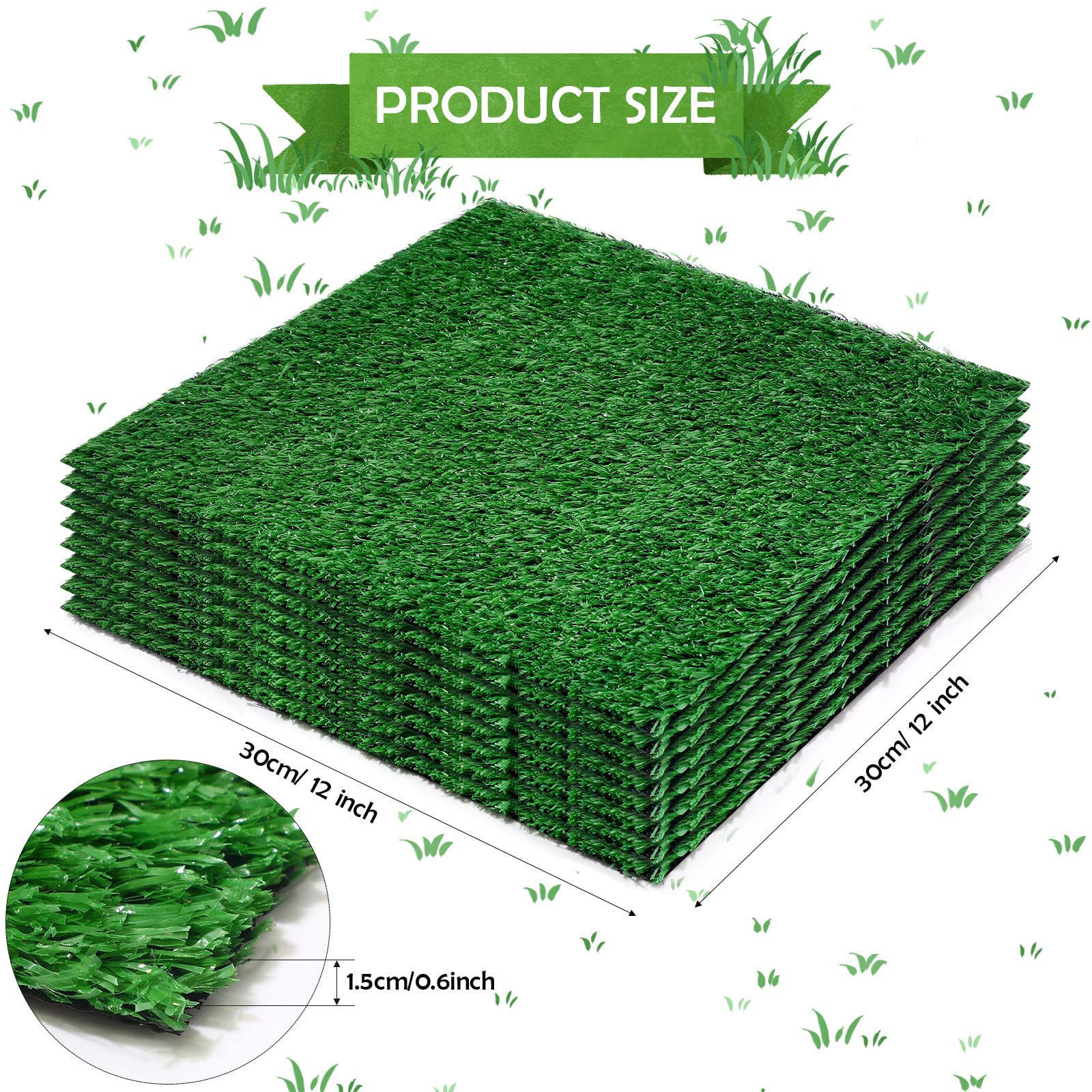 Nuanchu Artificial Turf Squares Dollhouse Grass Placemats Mat Patch Realistic Grass Rug Garden Grass for Pet Golf Table Centerpieces Indoor Outdoor Decoration(12 x 12 Inch, 8 Pieces)