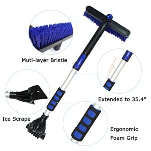 Joraky 3-in-1 Extendable 31" to 40" Car Snow Ice Scraper and Snow Brush, Snow Scraper with Brush, Extendable for Car Windshield Window Scraper, Car Snow Brush and Ice Scraper for Car, SUV, Truck.