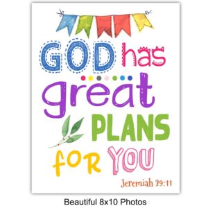 Bible Verse Wall Art - Scripture Wall Art - Christian Wall Art for Kids, Boys, Girls Bedroom - Religious Gifts for Kids - Aesthetic Wall Collage Kit - God Wall Decor - Positive Inspirational Quotes