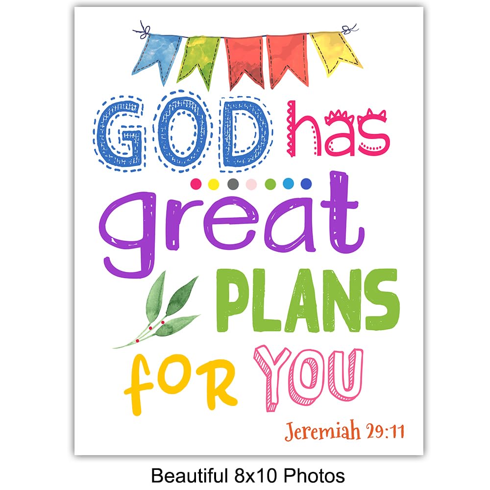 Bible Verse Wall Art - Scripture Wall Art - Christian Wall Art for Kids, Boys, Girls Bedroom - Religious Gifts for Kids - Aesthetic Wall Collage Kit - God Wall Decor - Positive Inspirational Quotes