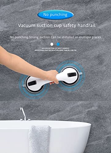 Aladding Shower Handle -12 inch Bathroom Rod, Handles Suction, Grab bar,Over-Blue Lock Safety Suction Cup, Elderly Handle, Auxiliary Supplies（2pcs）, hk-7