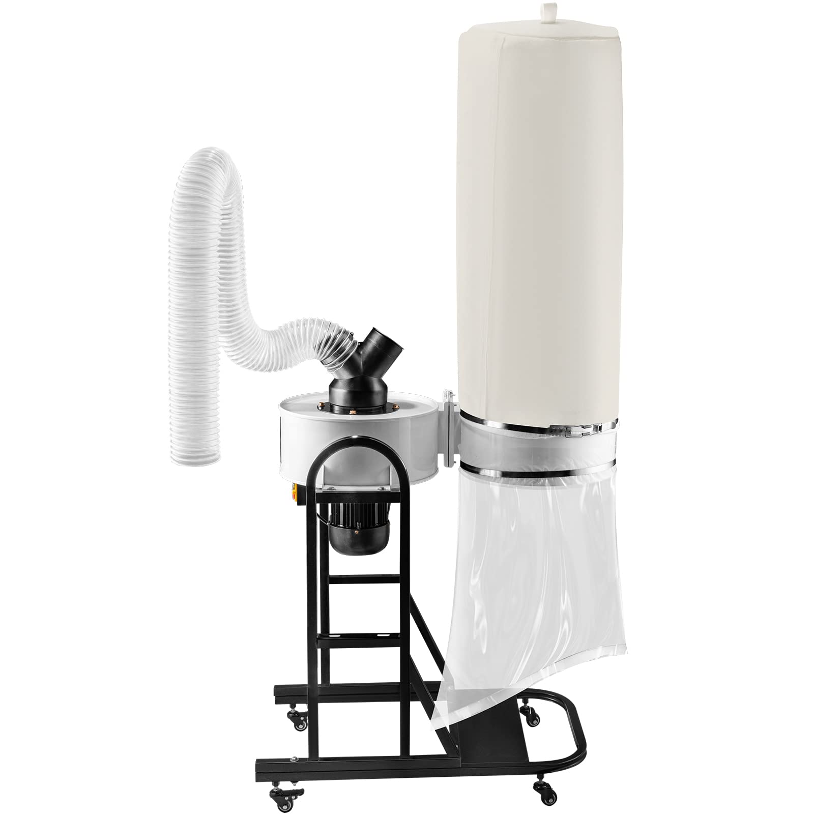 VEVOR 1.5 HP Dust Collector, 647 CFM Portable Vortex Dust Collector, Woodworking Dust Collector with 13.2-Gallon Collection Bag and Mobile Base, 220V Dust Collection System 25-Micron Canister Kit