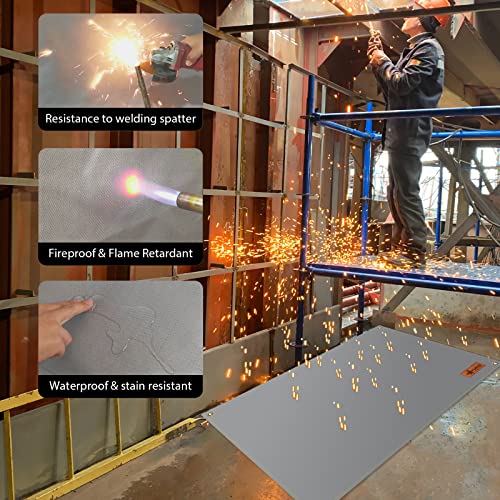 FLASLD Silicone Coated Welding Blanket 4x6 ft Welding Curtain Welding Shield Mat Up to 1800°F, Heavy Duty Fireproof Welder Blanket for Industrial,Camping,Smokers and Grills