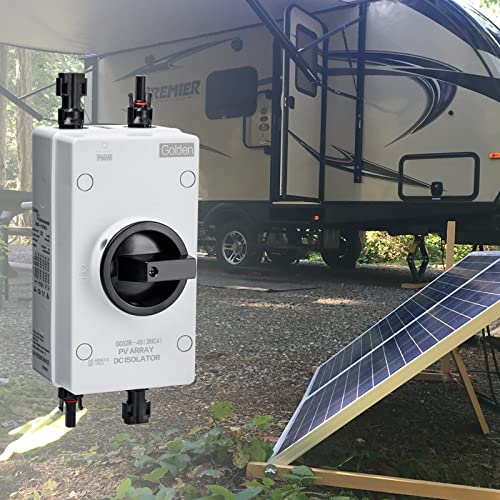 Solar Combiner Box 32A 1000V PV DC Isolator Switch with Solar Connector for Solar Power System RV, Boats, and Off/On-Grid Solar System, IP66 Waterproof