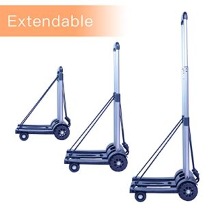 Dolly Cart Foldable with Wheels Heavy Duty 4 Wheel Solid Construction Utility Folding Hand Truck is Compact and Lightweight Suitable for Baggage Personal Travel Moving and Office Use