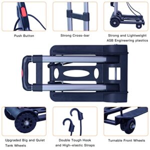 Dolly Cart Foldable with Wheels Heavy Duty 4 Wheel Solid Construction Utility Folding Hand Truck is Compact and Lightweight Suitable for Baggage Personal Travel Moving and Office Use