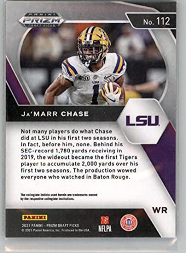 2021 Panini Prizm Draft Picks #112 Ja'Marr Chase LSU Tigers RC Rookie Football Trading Card