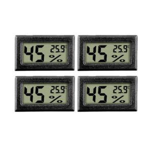 4-pack mini digital electronic temperature humidity gauge meters indoor thermometer hygrometer lcd display fahrenheit (℉) for mason jars, growing, curing, harvesting, greenhouse, garden, humidors