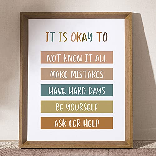 Boho Classroom Decor It Is Okay To Be Yourself Classroom Wall Decor Teacher Gift Child Art Playroom Decor Classroom Quotes - UNFRAMED (8X10 INCH)