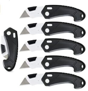 zimpty 6-pack knife box cutter, razor knife, back lock design, quick change blade, folding utility knife for boxes, cardboard, carton, carpet