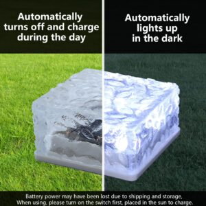 Solar Lights Outdoor Waterproof LED Rock Lights Brick Lights Pavers Lights Landscaping Lights for Garden, Patio, Pathway, Yard Decor 4x4 Size (White 4Pack)