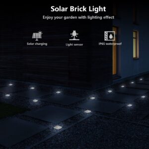 Solar Lights Outdoor Waterproof LED Rock Lights Brick Lights Pavers Lights Landscaping Lights for Garden, Patio, Pathway, Yard Decor 4x4 Size (White 4Pack)