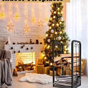 Artibear 4ft Outdoor Firewood Rack With Indoor Small Wood Storage Holder for Fireplace, Black