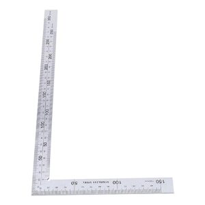 bettomshin 1pc l shaped ruler, 150x300mm stainless steel straight edge ruler, 90 degree square layout tool, thicken right angle ruler measuring gauge for carpenter engineer, random font color