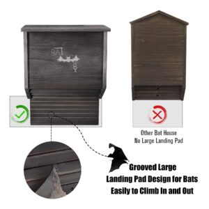 Mustry Large 3 Chamber Wooden Bat House for Outdoors – Handcraft Bat House Kit - Large Landing Pad - Easy for Landing and Roost - Your Final Step to Attract Bats!