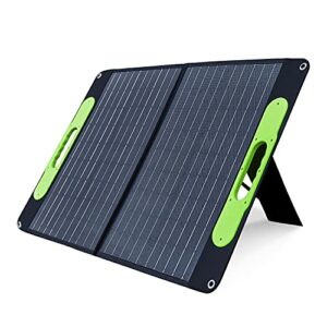 bluerise 60w solar panel monocrystalline etfe cover portable foldable solar charger for portable power station generator, iphone, ipad, laptop usb qc 3.0, typc c output for outdoor camping van rv trip