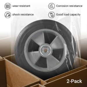 AR-PRO (2-Pack) 8" x 2" Flat Free Solid Rubber Tire and Wheel, 3/4" & 5/8" & 1/2" Axles Bore Hole with 2" Offset Hub, Compatible with 8 Inche Wheel for Dolly Trolley Hand Trucks Garden Wagon Cart