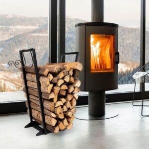 Qiang Ni Firewood Rack Indoor丨 Heavy Duty Firewood Rack Log Holder Rack Indoor Outdoor for Fireplace Wood Storage with Kindling Rack,33Inch