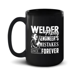 welder ceramic coffee mugs, welder fixing graphic mug, welder mug gifts for friends/family/coworkers, welder travel mug cup 15 oz.