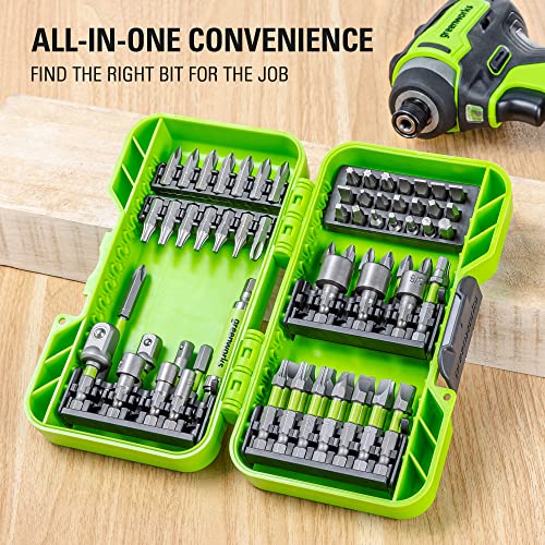 Greenworks 70-Piece Impact Rated Driving Set,Screwdriver Bit Set,Precision-Milled Bit,Modular Case,Magnetic Bit Holder