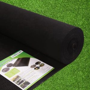 jarklin 3ft x 50ft weed barrier landscape fabric, 5oz heavy duty weed barrier fabric for ground cover, pro premium garden weeds control barrier- extra thick daul layer fabric, black