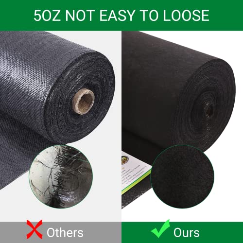 JARKLIN 3ft x 50ft Weed Barrier Landscape Fabric, 5oz Heavy Duty Weed Barrier Fabric for Ground Cover, Pro Premium Garden Weeds Control Barrier- Extra Thick Daul Layer Fabric, Black