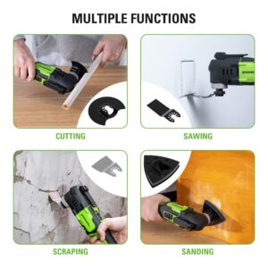 Greenworks 24V Cordless Multi-Tool, Oscillating Tool for Cutting/Nailing/Scraping/Sanding with 6 Variable Speed Control, 2.0Ah Battery, 2A Charger and 13 Accessories Included