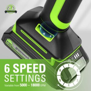 Greenworks 24V Cordless Multi-Tool, Oscillating Tool for Cutting/Nailing/Scraping/Sanding with 6 Variable Speed Control, 2.0Ah Battery, 2A Charger and 13 Accessories Included