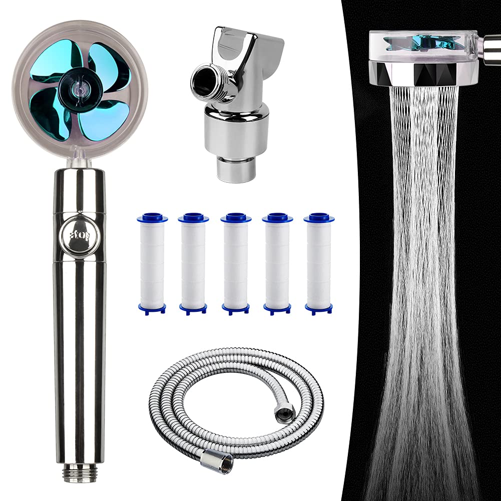 High Pressure Fan Water Saving Shower Heads, Adjustable Water Pressure with Filter and Pause