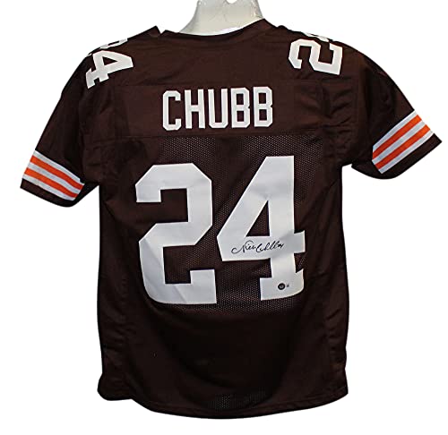 Nick Chubb Autographed/Signed Pro Style Brown XL Jersey BAS