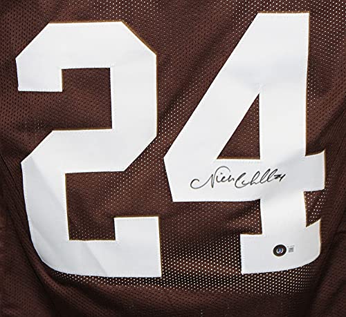 Nick Chubb Autographed/Signed Pro Style Brown XL Jersey BAS