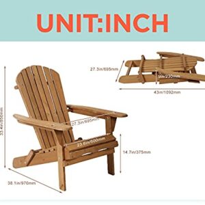 FDW Lawn Outdoor Wood Chairs Save Space and Movable and Weather Resistant, 2 Pieces, Natural