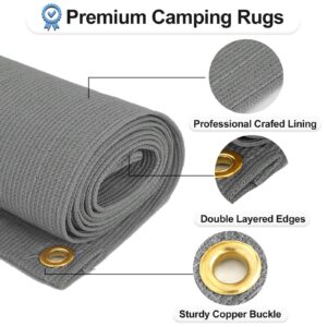 OutdoorLines Portable Tarp Outdoor Rugs for Patio 8 x 10 ft - UV and Weather Resistant Patio Carpet, Stain Resistant Plastic RV Camping Mats for Porch, Garden, Camper and Picnic, Gray