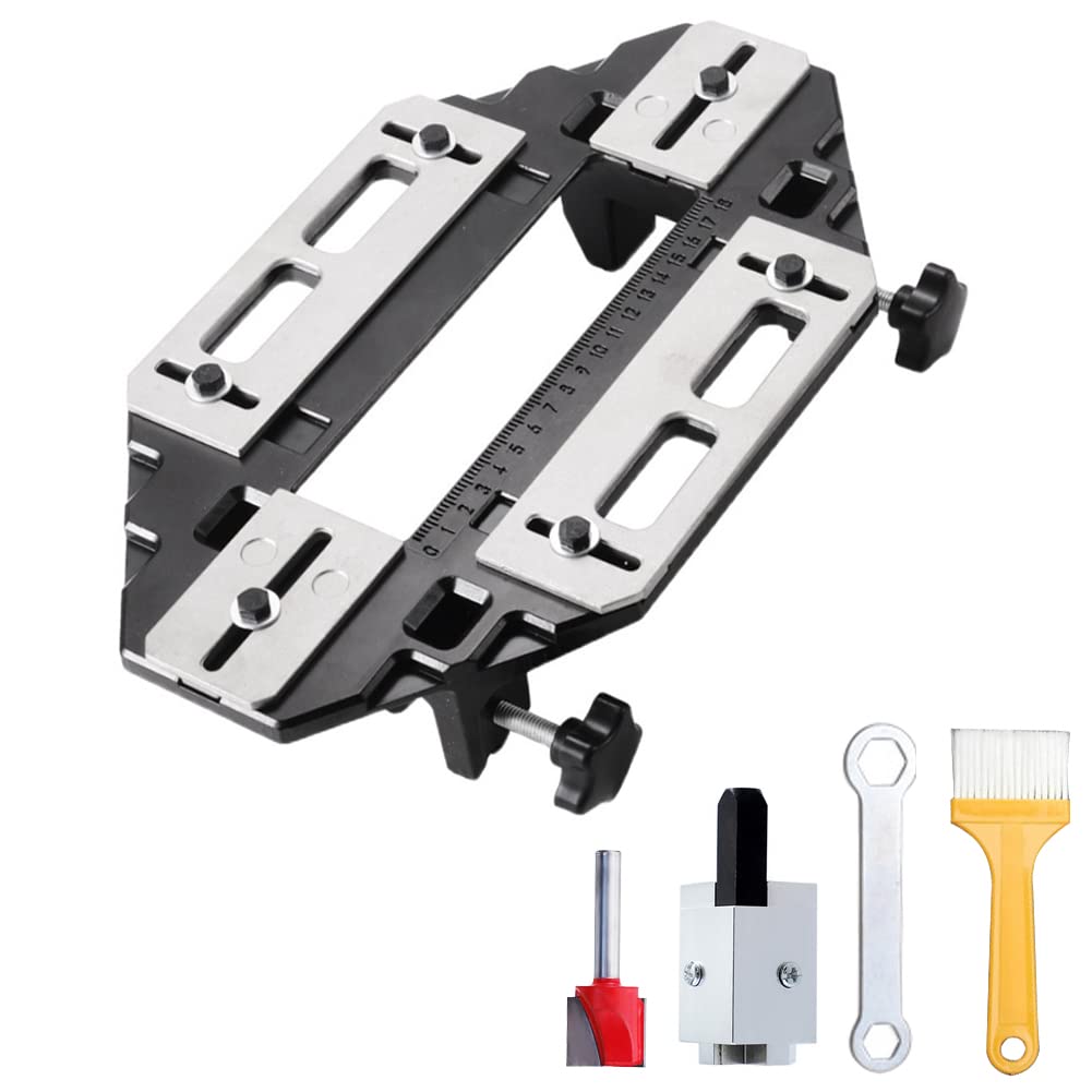 DUEBEL Aluminum Alloy Door Hinge Jig Woodworking Hole Opener Slotting Locator Wooden Door Hinge Hole Guide Door Lock Jig for Door Lock Installation