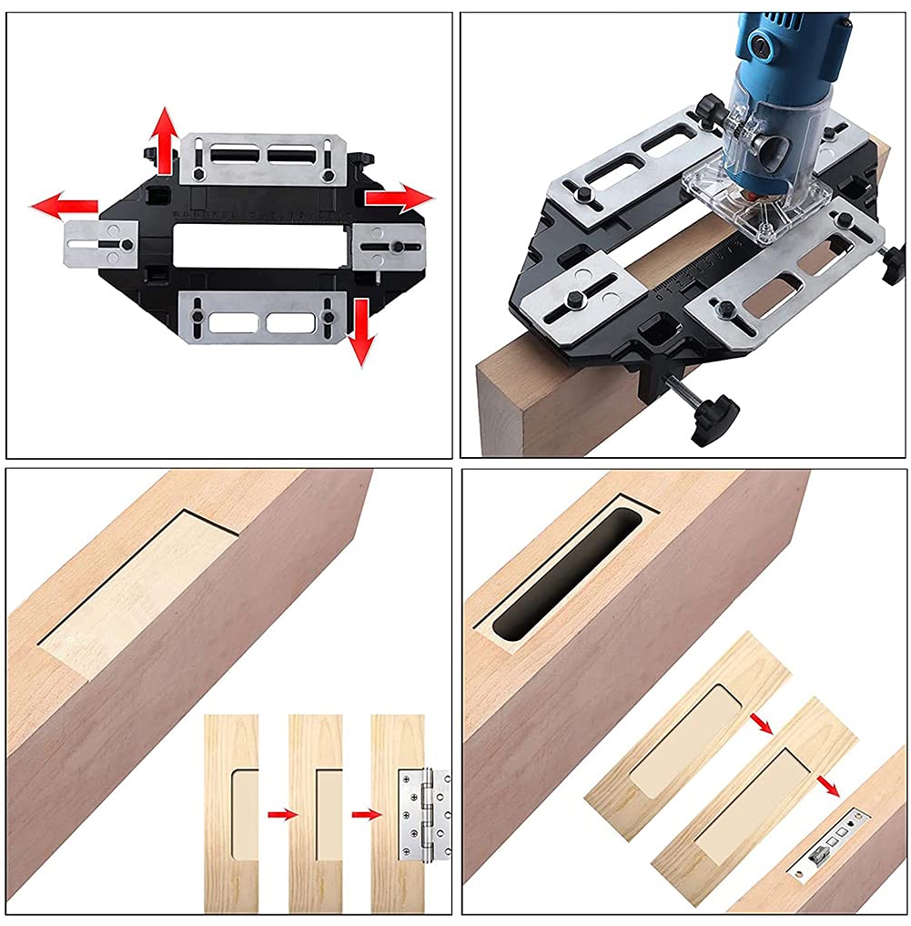 DUEBEL Aluminum Alloy Door Hinge Jig Woodworking Hole Opener Slotting Locator Wooden Door Hinge Hole Guide Door Lock Jig for Door Lock Installation