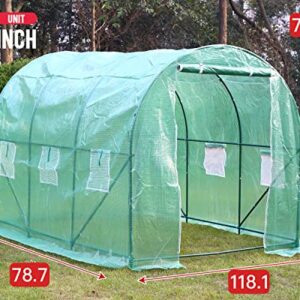 Greenhouse Walk-in Green House Greenhouse Kit with Observation Windows for Outdoor Plants Growing,Green Houses for Outside (L10'xW7'xH7')