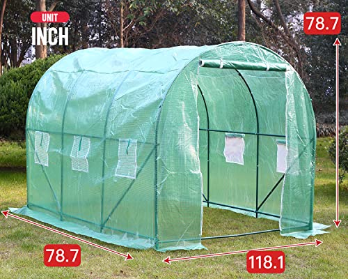 Greenhouse Walk-in Green House Greenhouse Kit with Observation Windows for Outdoor Plants Growing,Green Houses for Outside (L10'xW7'xH7')