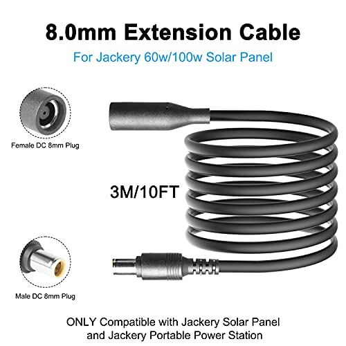 HKY DC 8mm Extension Cable 10Ft 3M 8mm DC Power Plug Cord 16AWG Wire for Solar Generator Solar Panel Compatible with Goal Zero Yeti/Jackery/Anker/BALDR/Bulutti More DC 7909 Portable Power Station