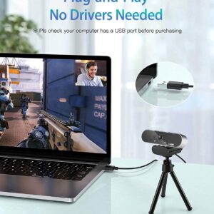 OITTIRA Webcam, 1080P Pro HD Webcam with Stereo Microphone, 110° Wide Angle, Privacy Cover, Tripod, for Conferencing, Live Streaming, Recording, Compatible with Skype/Zoom/YouTube【Upgraded Version】